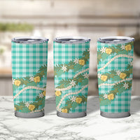 Aloha Puakenikeni Anthurium Pikake Lei Tumbler Cup Marine Hawaiian Palaka Pattern