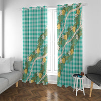 Aloha Puakenikeni Anthurium Pikake Lei Window Curtain Marine Hawaiian Palaka Pattern