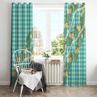 Aloha Puakenikeni Anthurium Pikake Lei Window Curtain Marine Hawaiian Palaka Pattern