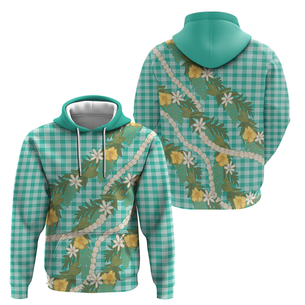Aloha Puakenikeni Anthurium Pikake Lei Zip Hoodie Marine Hawaiian Palaka Pattern