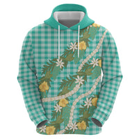 Aloha Puakenikeni Anthurium Pikake Lei Zip Hoodie Marine Hawaiian Palaka Pattern