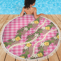 Aloha Puakenikeni Anthurium Pikake Lei Beach Blanket Tropical Pink Hawaiian Palaka Pattern