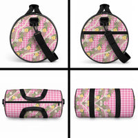 Aloha Puakenikeni Anthurium Pikake Lei Duffle Bag Tropical Pink Hawaiian Palaka Pattern LT9 - Polynesian Pride