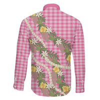 Aloha Puakenikeni Anthurium Pikake Lei Family Matching Summer Maxi Dress and Hawaiian Shirt Tropical Pink Hawaiian Palaka Pattern LT9 - Polynesian Pride