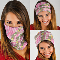 Aloha Puakenikeni Anthurium Pikake Lei Neck Gaiter Tropical Pink Hawaiian Palaka Pattern