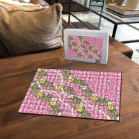 Aloha Puakenikeni Anthurium Pikake Lei Puzzle Tropical Pink Hawaiian Palaka Pattern