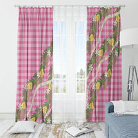 Aloha Puakenikeni Anthurium Pikake Lei Window Curtain Tropical Pink Hawaiian Palaka Pattern