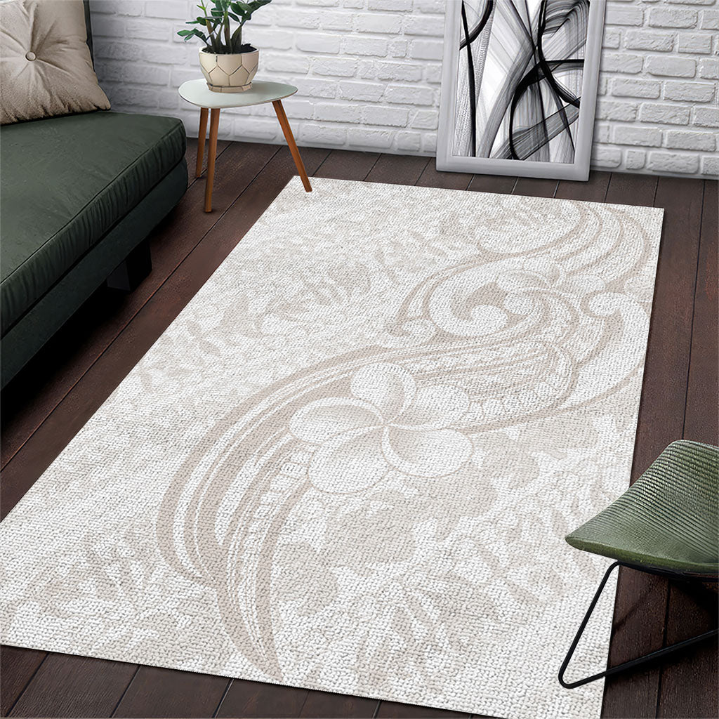 Hawaii Plumeria Lokelani Pikake Lei Area Rug Sandy Beige Polynesian Tattoo LT9 Beige - Polynesian Pride