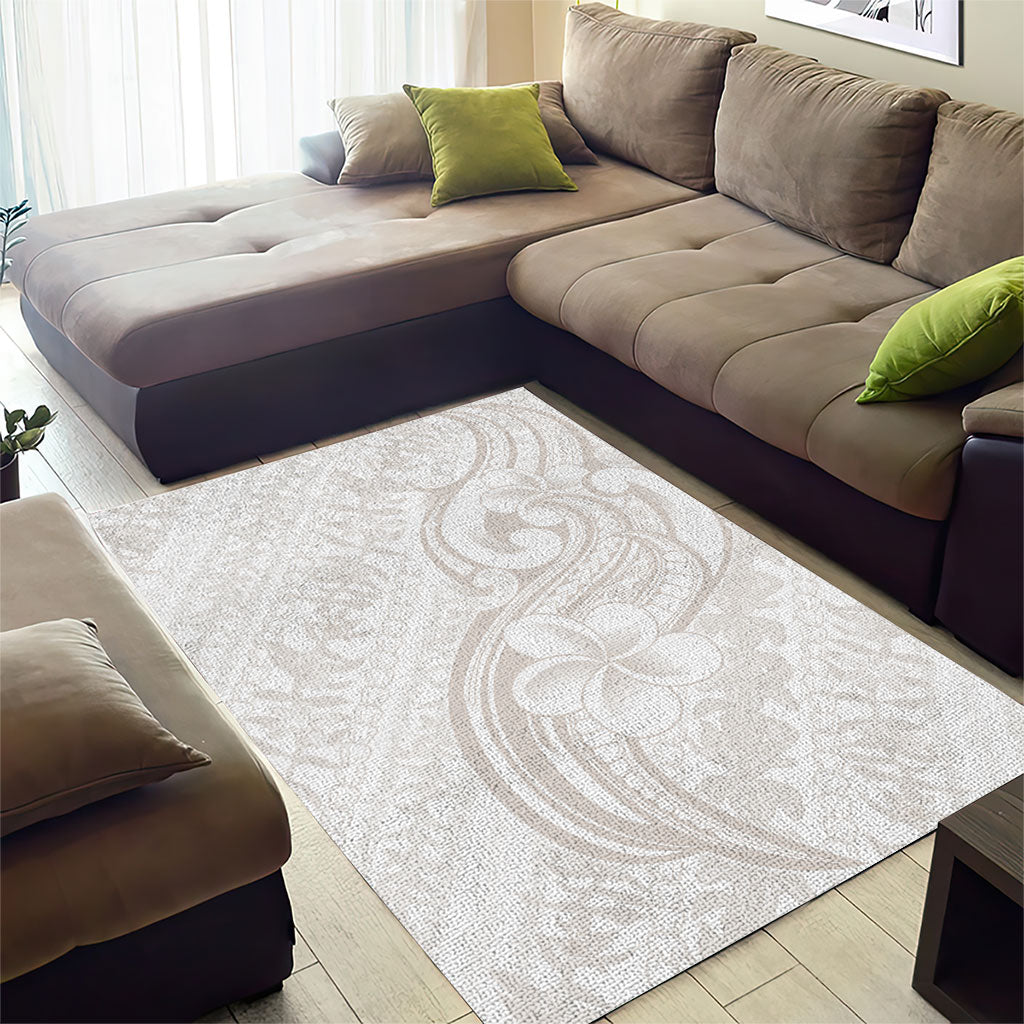 Hawaii Plumeria Lokelani Pikake Lei Area Rug Sandy Beige Polynesian Tattoo LT9 - Polynesian Pride