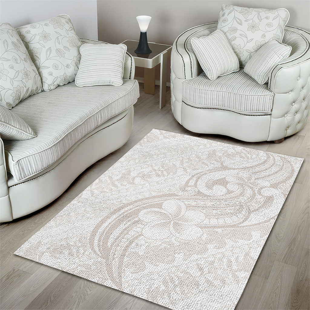 Hawaii Plumeria Lokelani Pikake Lei Area Rug Sandy Beige Polynesian Tattoo LT9 - Polynesian Pride