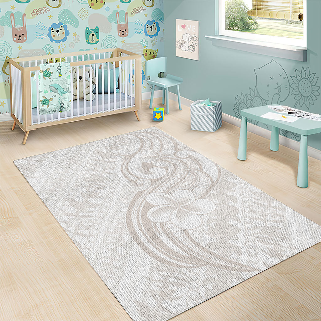 Hawaii Plumeria Lokelani Pikake Lei Area Rug Sandy Beige Polynesian Tattoo LT9 - Polynesian Pride