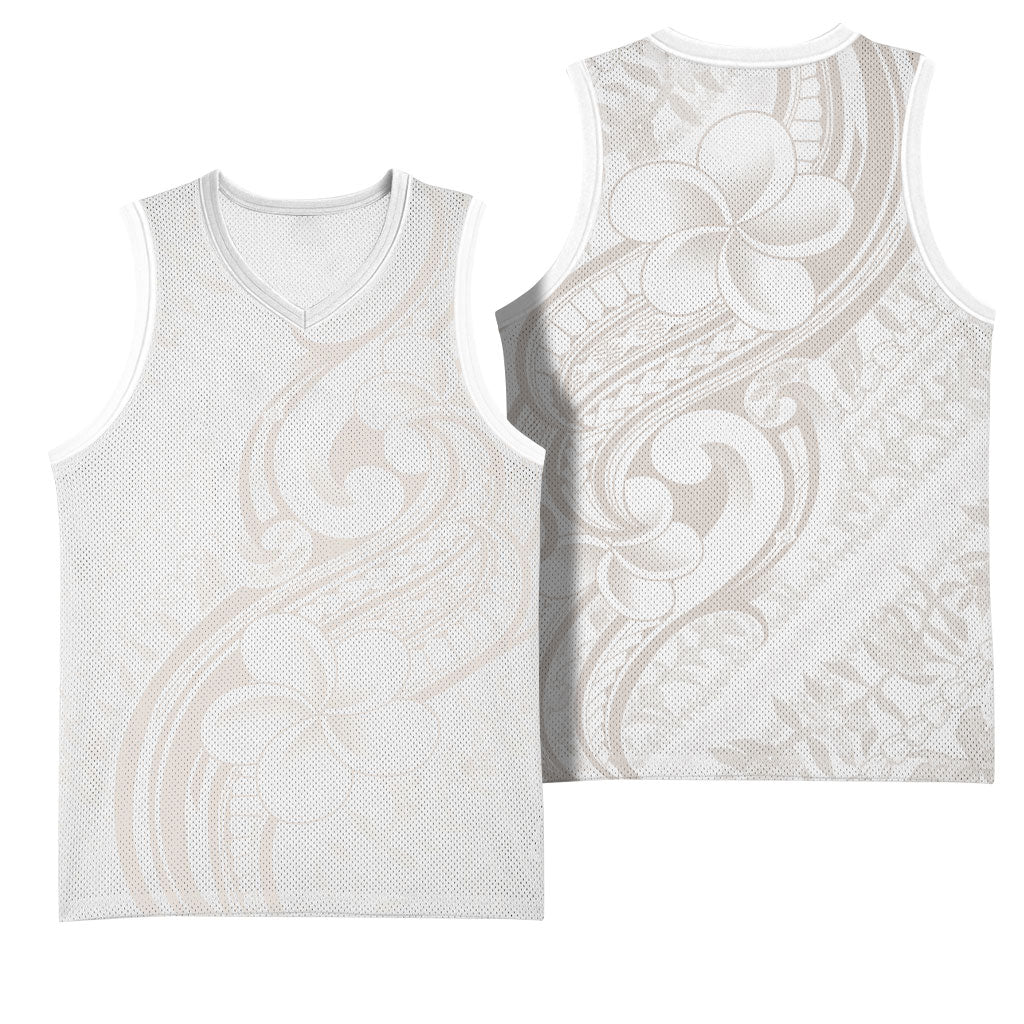 Hawaii Plumeria Lokelani Pikake Lei Basketball Jersey Sandy Beige Polynesian Tattoo