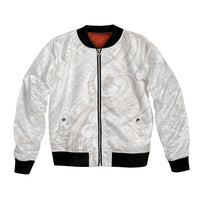 Hawaii Plumeria Lokelani Pikake Lei Bomber Jacket Sandy Beige Polynesian Tattoo LT9 Unisex Beige - Polynesian Pride