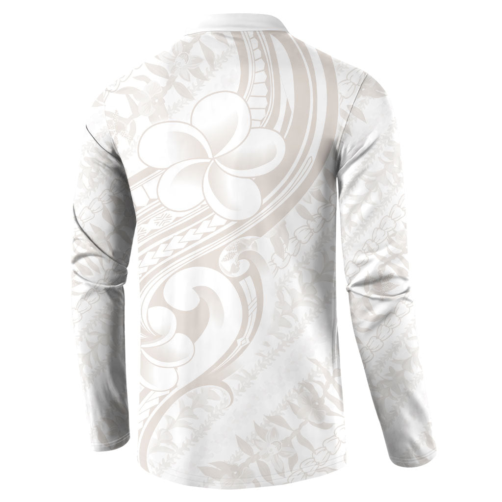 Hawaii Plumeria Lokelani Pikake Lei Button Sweatshirt Sandy Beige Polynesian Tattoo