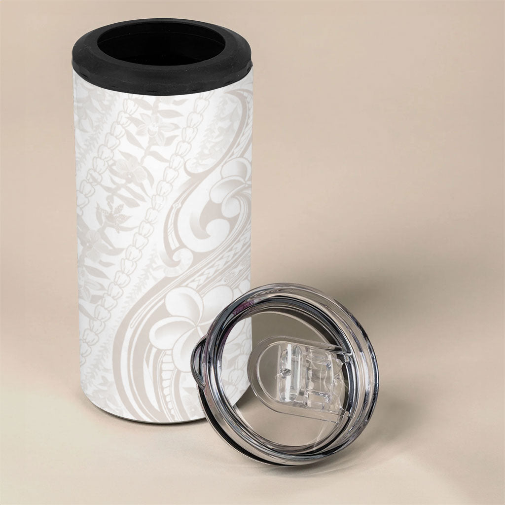 Hawaii Plumeria Lokelani Pikake Lei 4 in 1 Can Cooler Tumbler Sandy Beige Polynesian Tattoo LT9 - Polynesian Pride