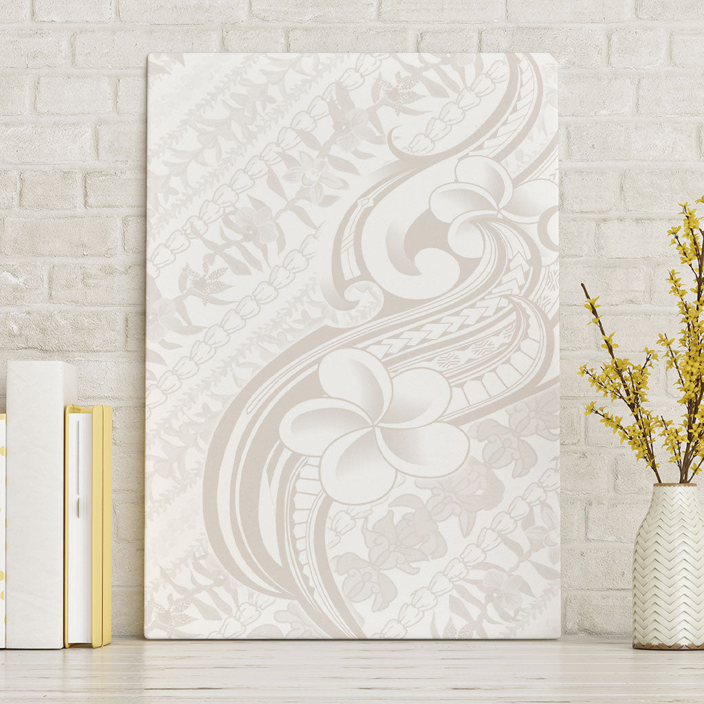 Hawaii Plumeria Lokelani Pikake Lei Canvas Wall Art Sandy Beige Polynesian Tattoo LT9 Without Frame Beige - Polynesian Pride