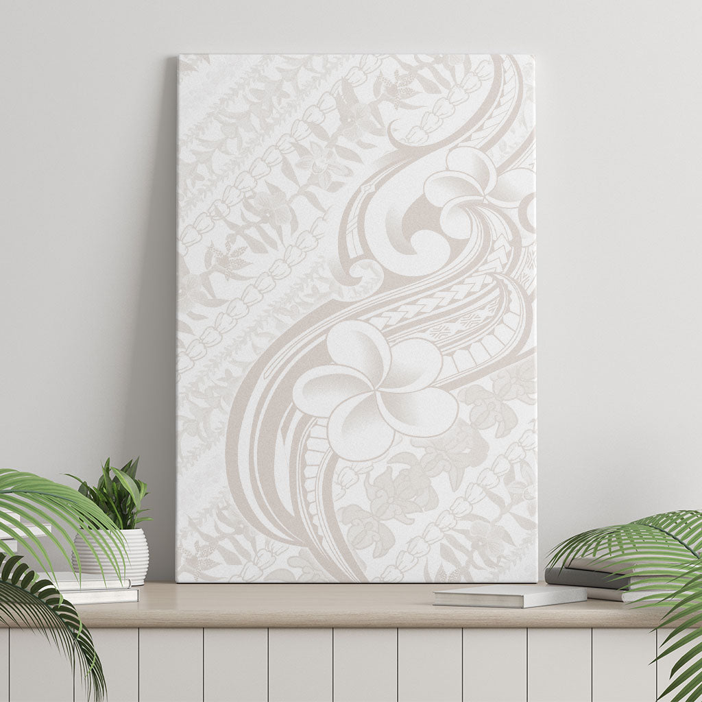 Hawaii Plumeria Lokelani Pikake Lei Canvas Wall Art Sandy Beige Polynesian Tattoo LT9 - Polynesian Pride