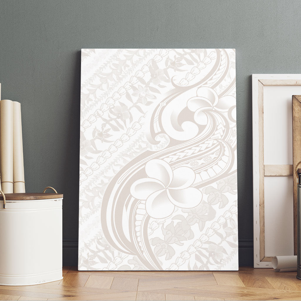 Hawaii Plumeria Lokelani Pikake Lei Canvas Wall Art Sandy Beige Polynesian Tattoo LT9 - Polynesian Pride