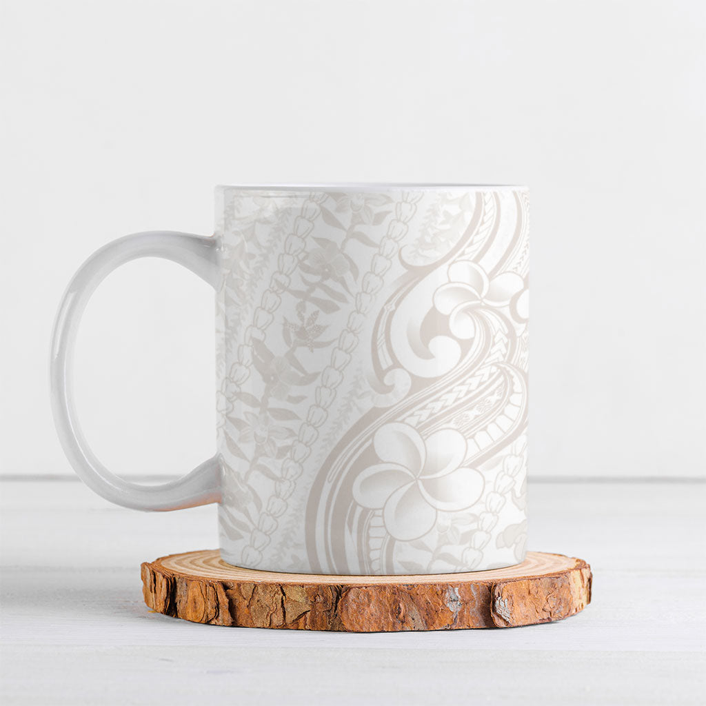 Hawaii Plumeria Lokelani Pikake Lei Ceramic Mug Sandy Beige Polynesian Tattoo LT9 Beige - Polynesian Pride
