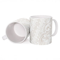 Hawaii Plumeria Lokelani Pikake Lei Ceramic Mug Sandy Beige Polynesian Tattoo LT9 - Polynesian Pride