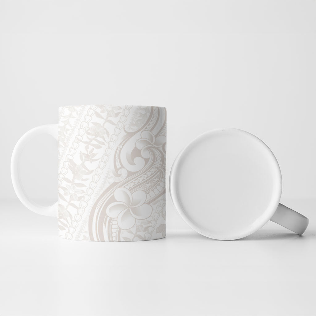 Hawaii Plumeria Lokelani Pikake Lei Ceramic Mug Sandy Beige Polynesian Tattoo LT9 - Polynesian Pride