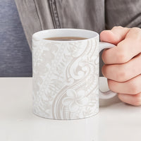 Hawaii Plumeria Lokelani Pikake Lei Ceramic Mug Sandy Beige Polynesian Tattoo LT9 - Polynesian Pride