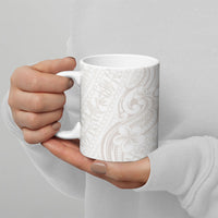 Hawaii Plumeria Lokelani Pikake Lei Ceramic Mug Sandy Beige Polynesian Tattoo LT9 - Polynesian Pride