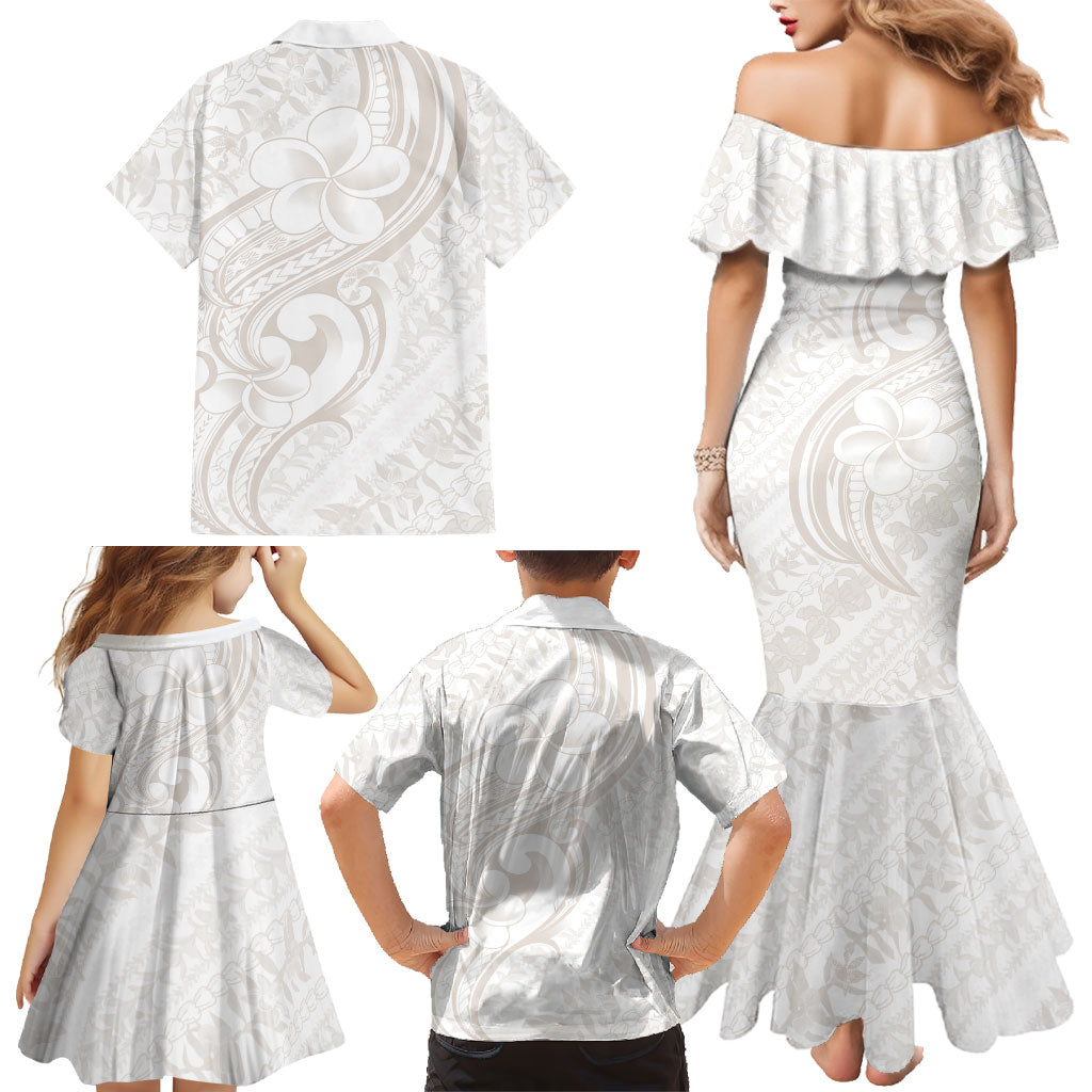 Hawaii Plumeria Lokelani Pikake Lei Family Matching Mermaid Dress and Hawaiian Shirt Sandy Beige Polynesian Tattoo LT9 - Polynesian Pride