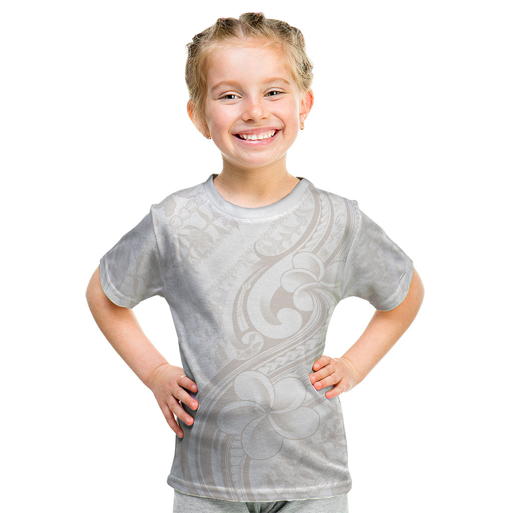 Hawaii Plumeria Lokelani Pikake Lei Kid T Shirt Sandy Beige Polynesian Tattoo