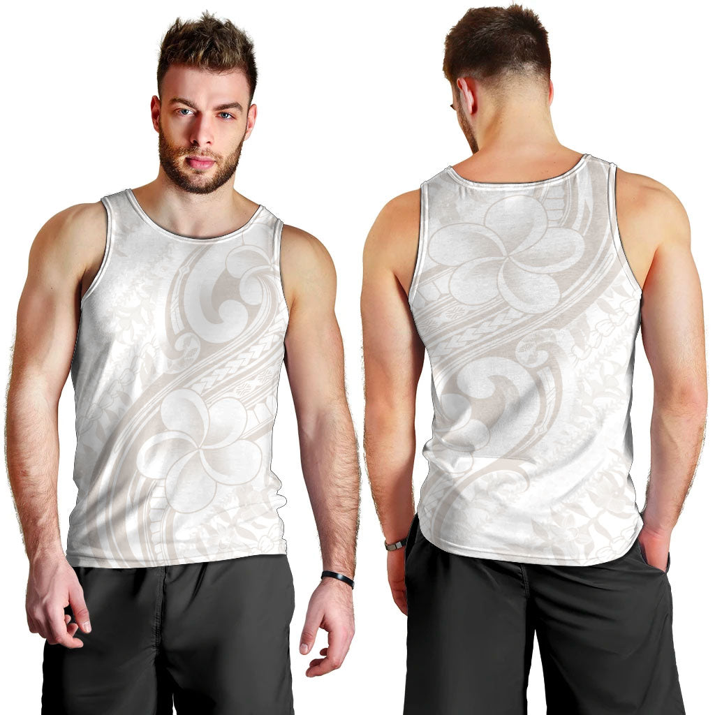 Hawaii Plumeria Lokelani Pikake Lei Men Tank Top Sandy Beige Polynesian Tattoo