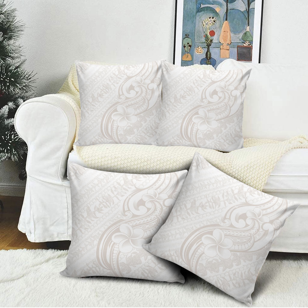 Hawaii Plumeria Lokelani Pikake Lei Pillow Cover Sandy Beige Polynesian Tattoo
