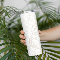 Hawaii Plumeria Lokelani Pikake Lei Skinny Tumbler Sandy Beige Polynesian Tattoo LT9 - Polynesian Pride