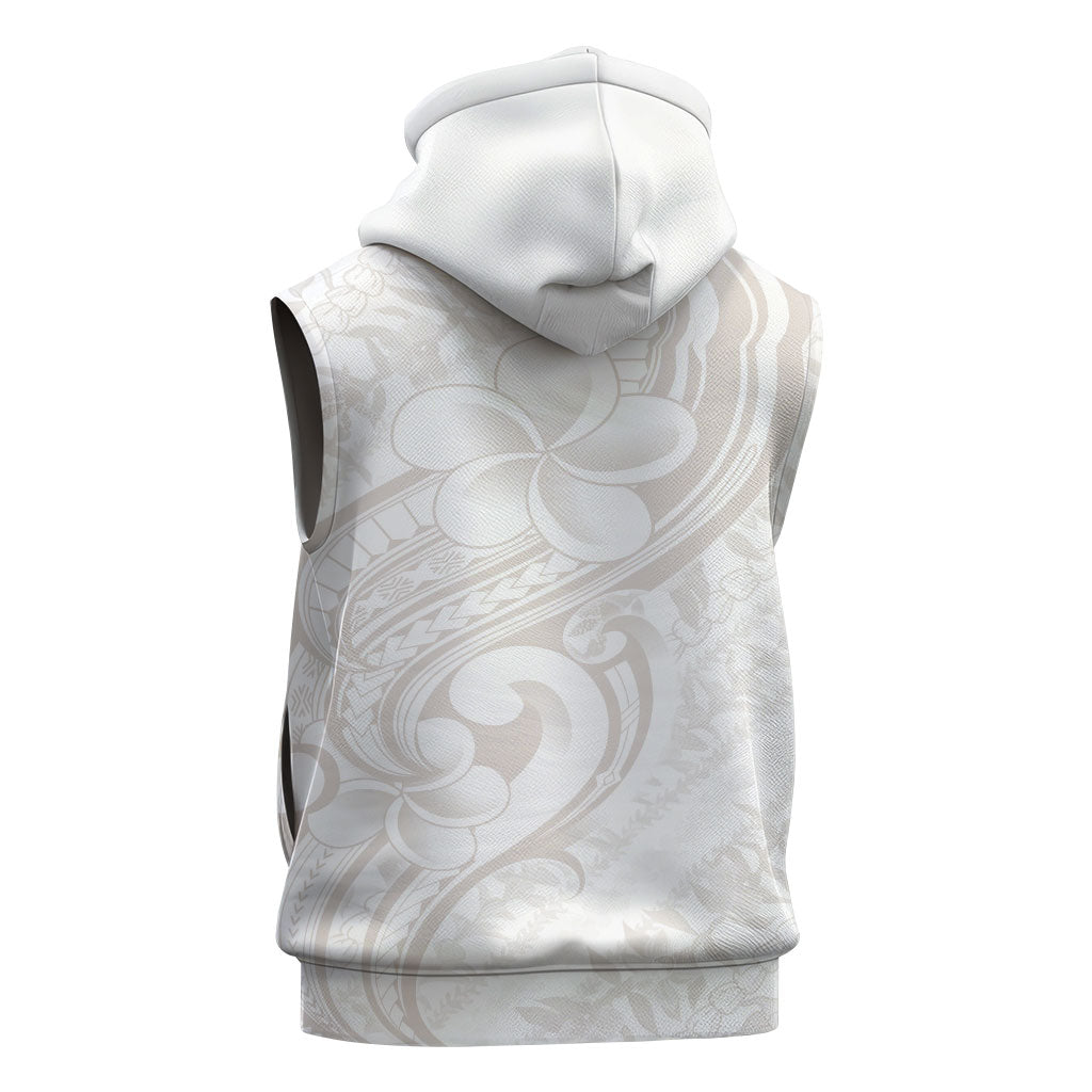 Hawaii Plumeria Lokelani Pikake Lei Sleeveless Hoodie Sandy Beige Polynesian Tattoo LT9 - Polynesian Pride