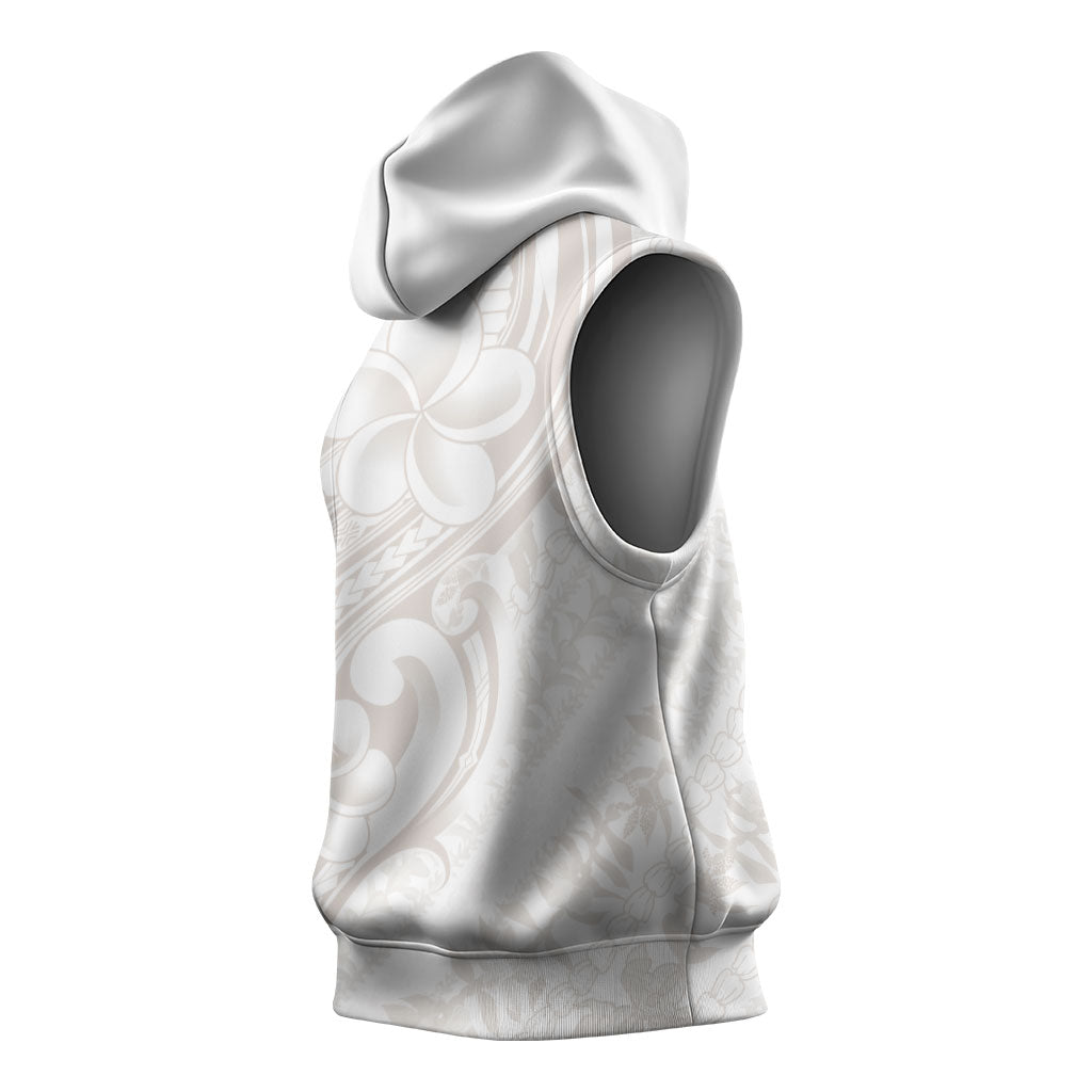 Hawaii Plumeria Lokelani Pikake Lei Sleeveless Hoodie Sandy Beige Polynesian Tattoo LT9 - Polynesian Pride
