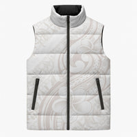 Hawaii Plumeria Lokelani Pikake Lei Sleeveless Puffer Jacket Sandy Beige Polynesian Tattoo LT9 Unisex Beige - Polynesian Pride