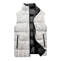 Hawaii Plumeria Lokelani Pikake Lei Sleeveless Puffer Jacket Sandy Beige Polynesian Tattoo LT9 - Polynesian Pride