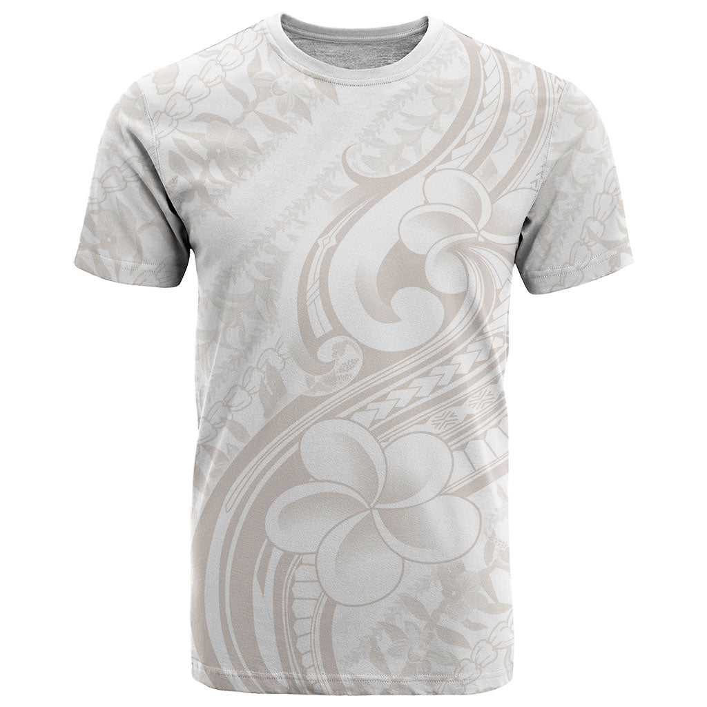 Hawaii Plumeria Lokelani Pikake Lei T Shirt Sandy Beige Polynesian Tattoo