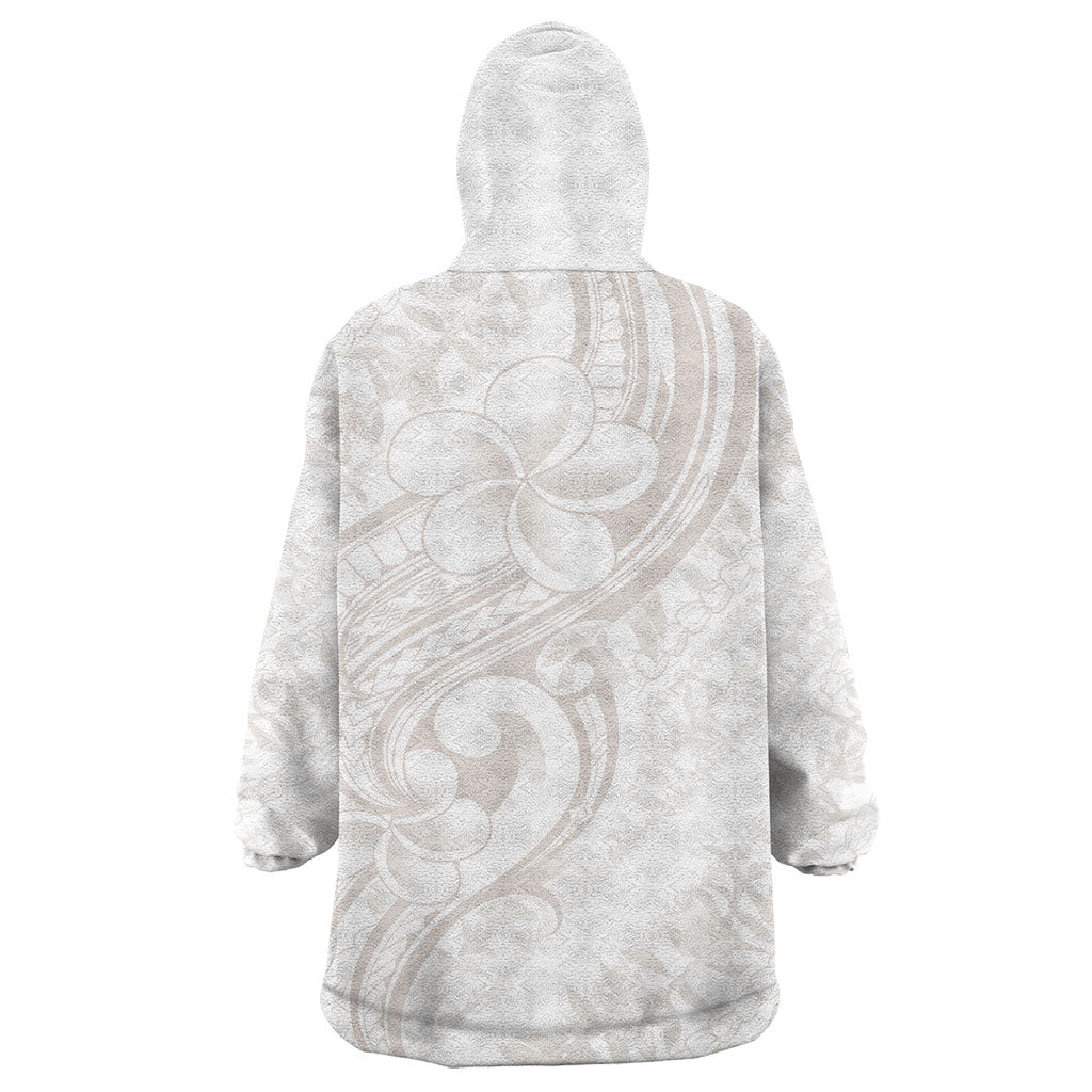 Hawaii Plumeria Lokelani Pikake Lei Wearable Blanket Hoodie Sandy Beige Polynesian Tattoo LT9 - Polynesian Pride