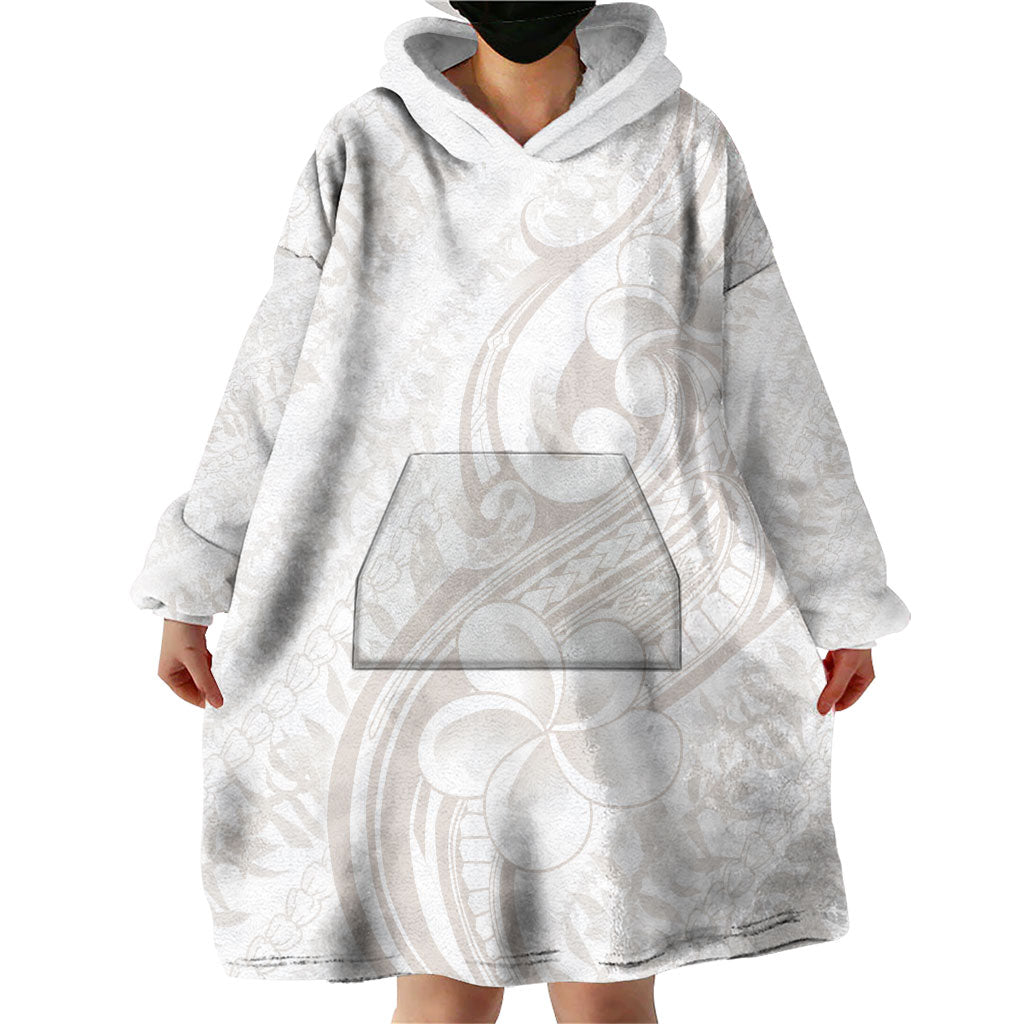 Hawaii Plumeria Lokelani Pikake Lei Wearable Blanket Hoodie Sandy Beige Polynesian Tattoo LT9 - Polynesian Pride