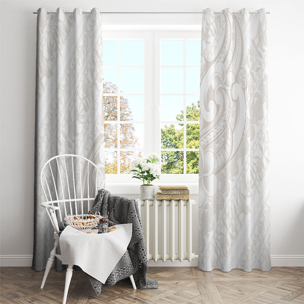 Hawaii Plumeria Lokelani Pikake Lei Window Curtain Sandy Beige Polynesian Tattoo
