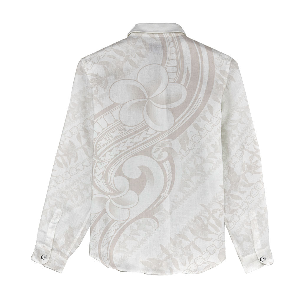 Hawaii Plumeria Lokelani Pikake Lei Women Casual Shirt Sandy Beige Polynesian Tattoo LT9 - Polynesian Pride