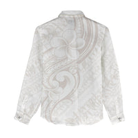 Hawaii Plumeria Lokelani Pikake Lei Women Casual Shirt Sandy Beige Polynesian Tattoo LT9 - Polynesian Pride