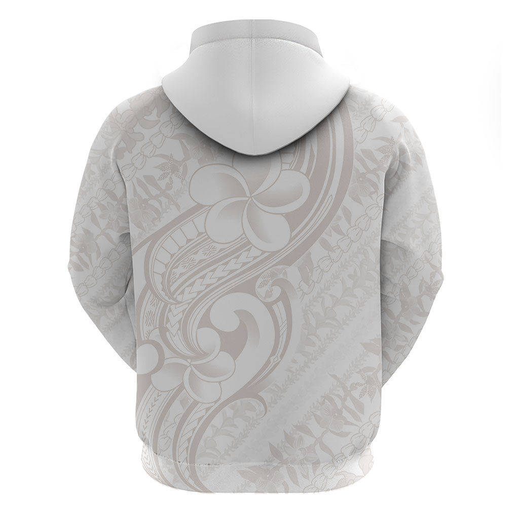 Hawaii Plumeria Lokelani Pikake Lei Zip Hoodie Sandy Beige Polynesian Tattoo