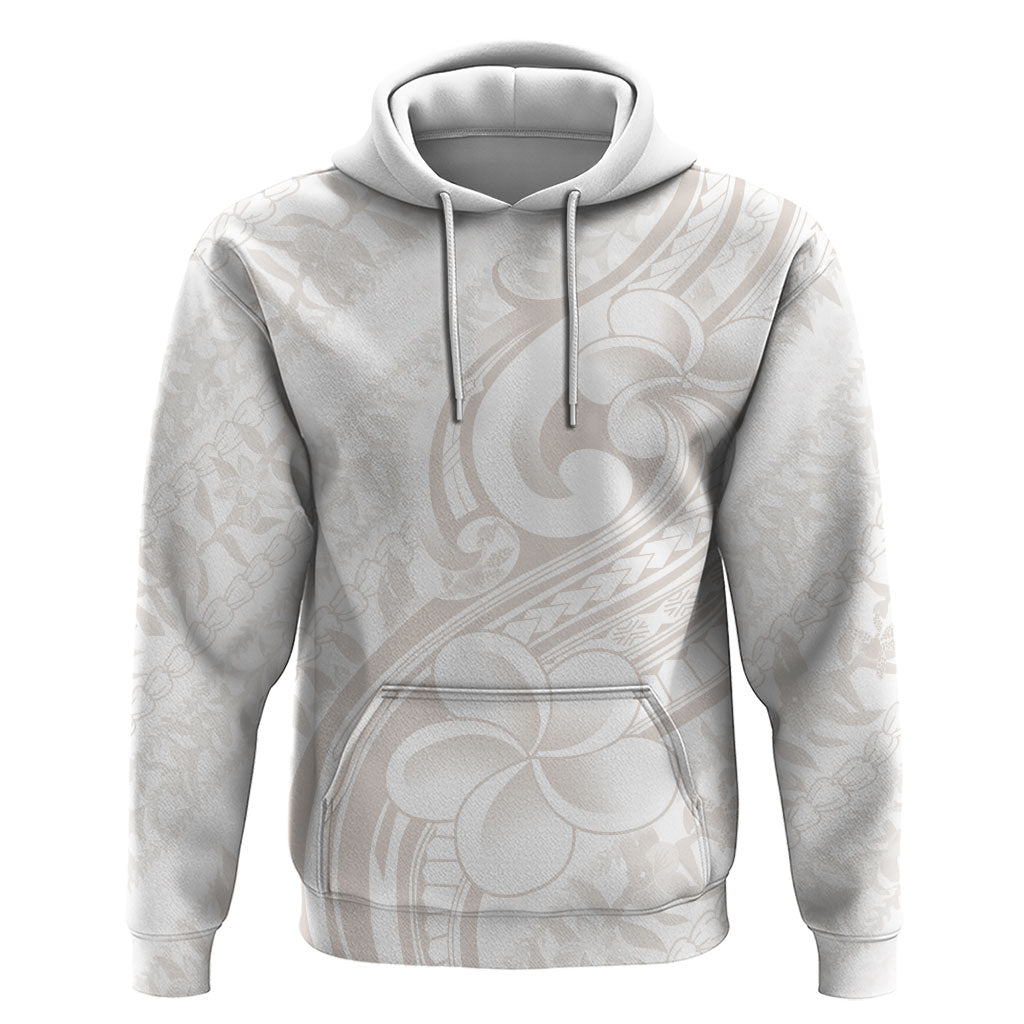 Hawaii Plumeria Lokelani Pikake Lei Zip Hoodie Sandy Beige Polynesian Tattoo