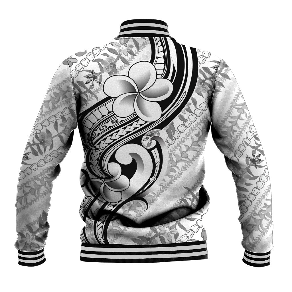 Hawaii Plumeria Lokelani Pikake Lei Baseball Jacket Ele'ele Polynesian Tattoo LT9 - Polynesian Pride