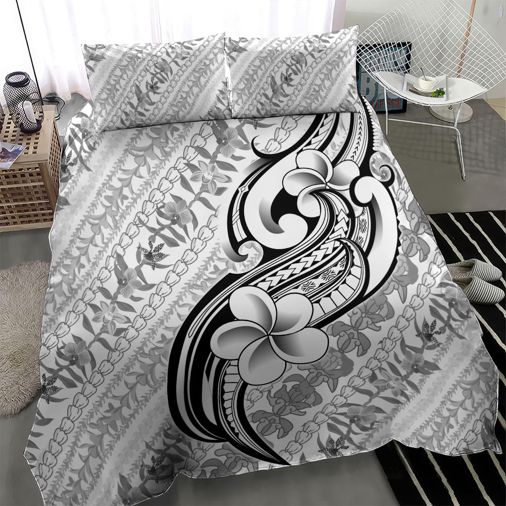 Hawaii Plumeria Lokelani Pikake Lei Bedding Set Ele'ele Polynesian Tattoo