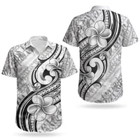 Hawaii Plumeria Lokelani Pikake Lei Couples Matching Off Shoulder Short Dress and Hawaiian Shirt Ele'ele Polynesian Tattoo LT9 - Polynesian Pride