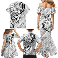 Hawaii Plumeria Lokelani Pikake Lei Family Matching Mermaid Dress and Hawaiian Shirt Ele'ele Polynesian Tattoo LT9 - Polynesian Pride