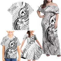 Hawaii Plumeria Lokelani Pikake Lei Family Matching Off Shoulder Maxi Dress and Hawaiian Shirt Ele'ele Polynesian Tattoo LT9 - Polynesian Pride