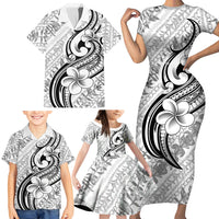 Hawaii Plumeria Lokelani Pikake Lei Family Matching Short Sleeve Bodycon Dress and Hawaiian Shirt Ele'ele Polynesian Tattoo LT9 - Polynesian Pride
